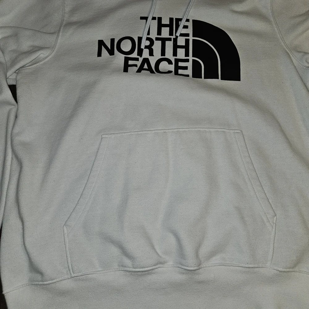 The North Face White Hoodie with Black Logo Size L